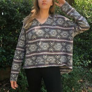 NSF Gray Pink Tribal Aztec Hoodie Sweatshirt